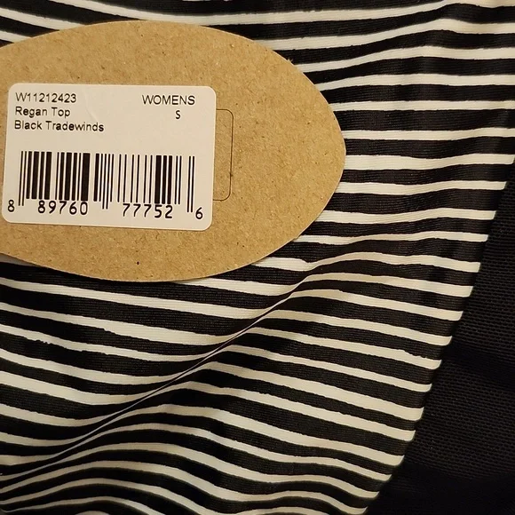 NWT PRANA REGAN BLACK TRADWINDS HALTER BIKINI STRIPE TOP TIE BACK SMALL - Picture 4 of 6